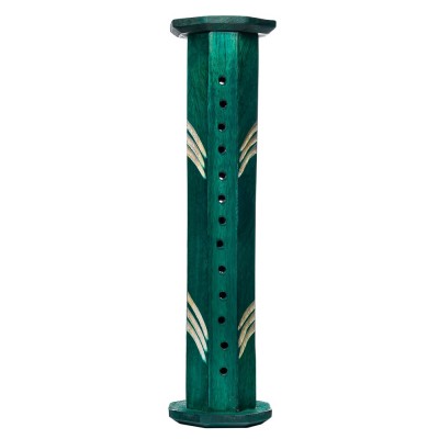 Подставка для благовоний Башня Зелёная деревянная 30.5 см