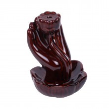 Подставка для благовоний Ладонь с лотосом керамическая 8.5 см