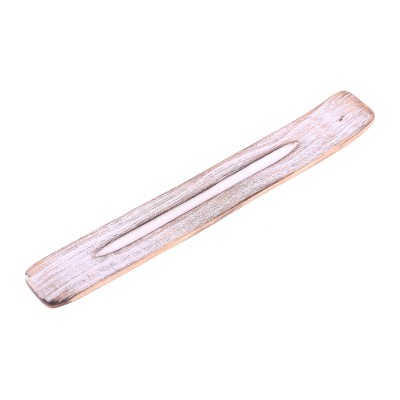 Подставка для благовоний Лодочка Линия белая деревянная 25.5 см